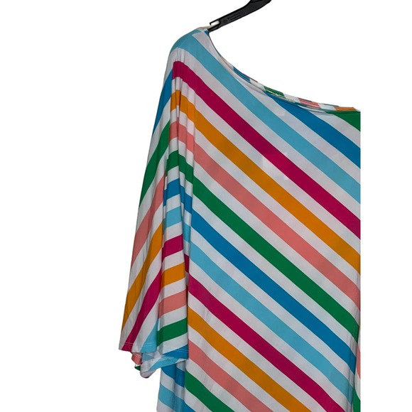 Cato Women Top One Shoulder Striped Blouse Asymmetrical  Multi Colored 14/16 NWT - Picture 4 of 10